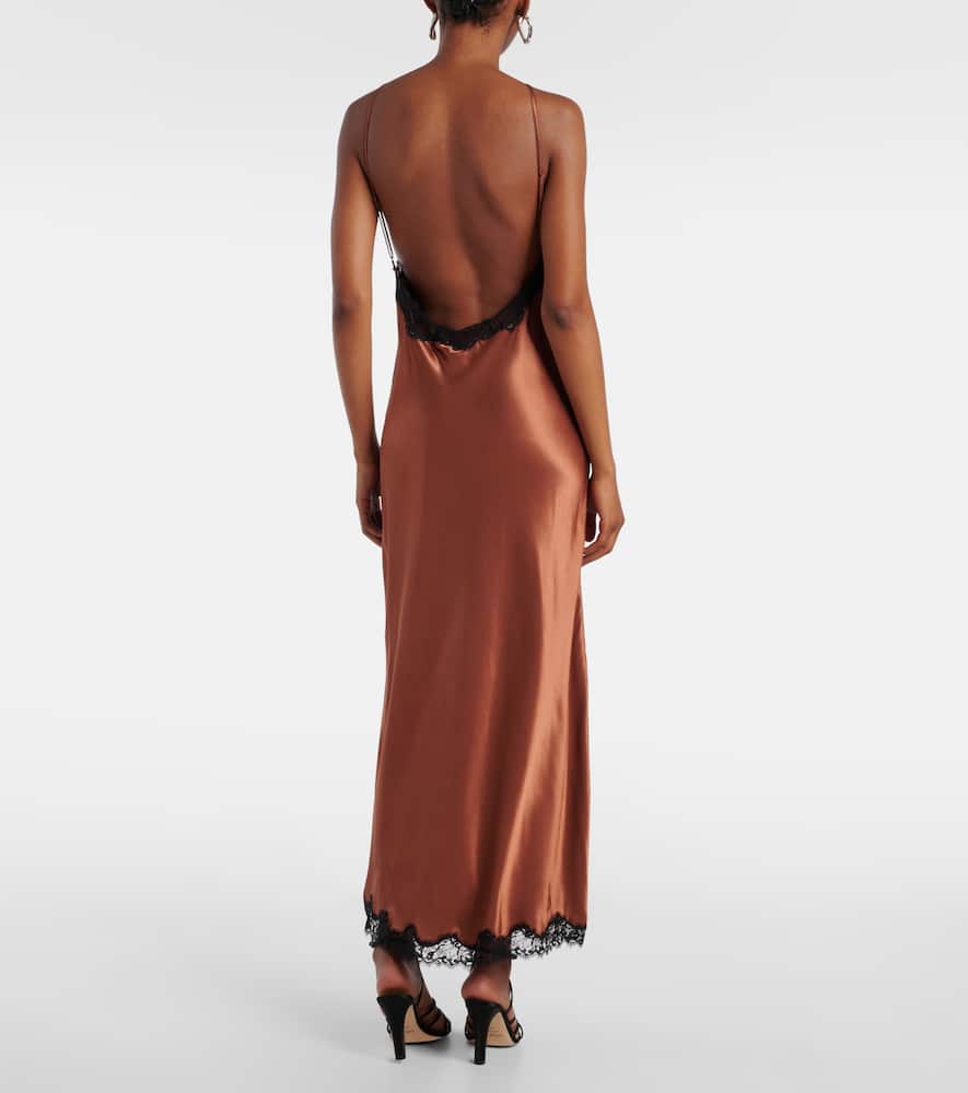 Harlan lace-trimmed satin midi dress