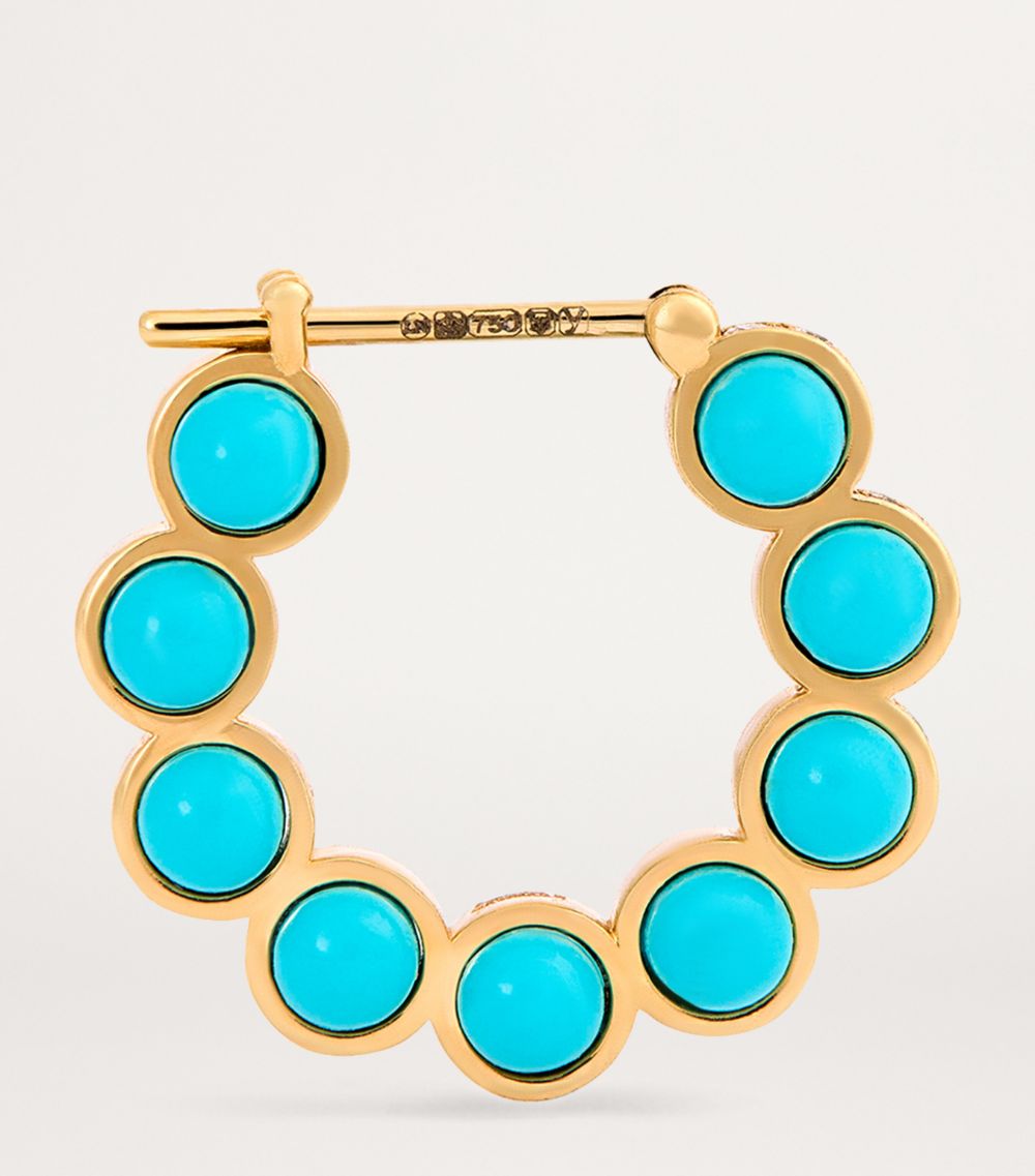 Yellow Gold And Diamond Atoms Hoop Earrings
