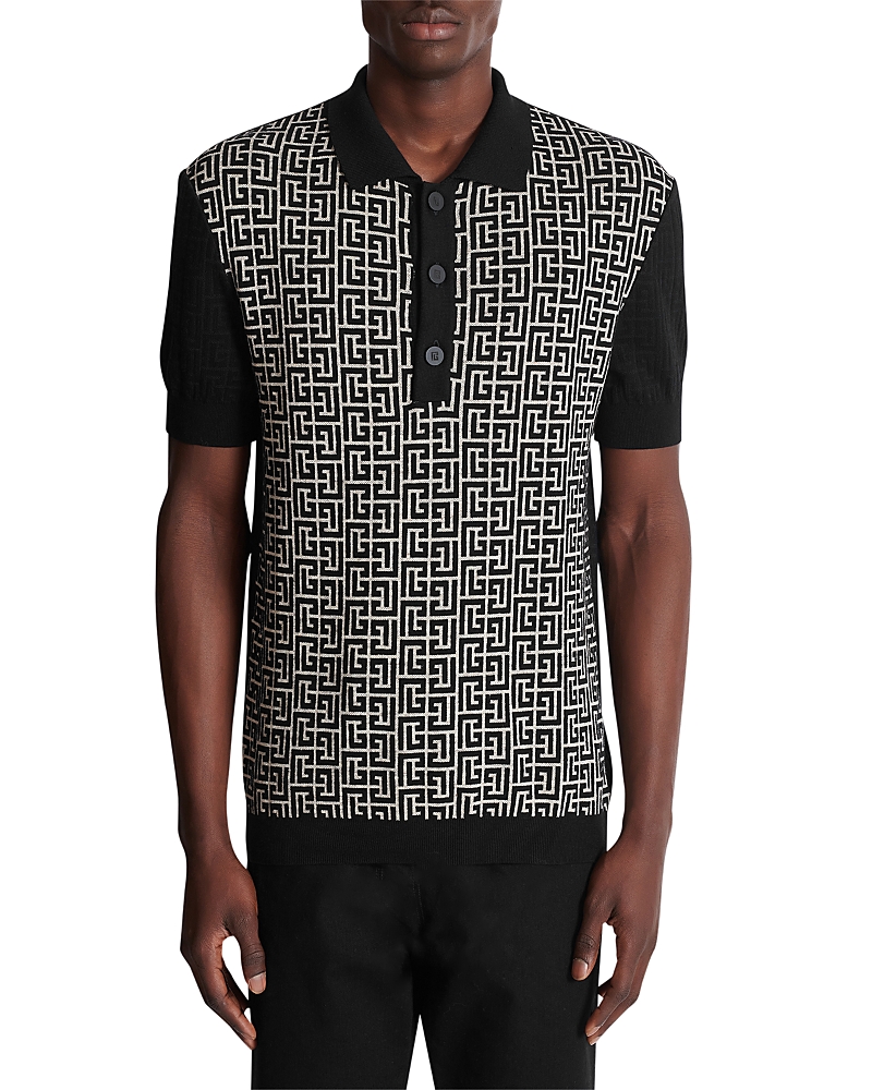 Monogram knit polo shirt - Black