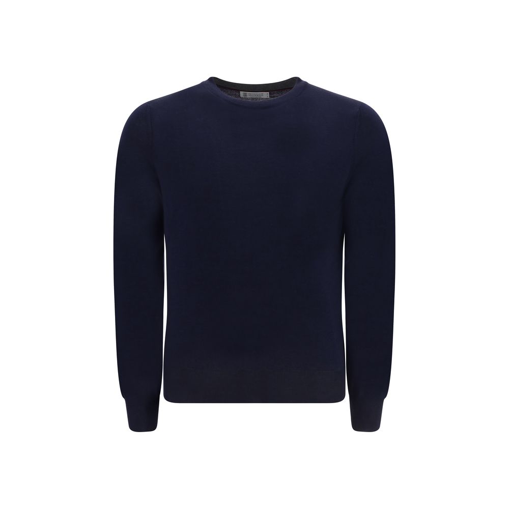 Virgin Wool Crew Neck Sweater — Navy