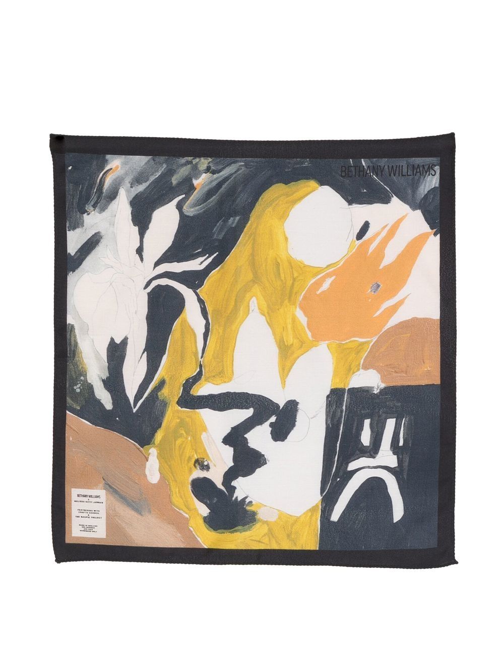 Logo-patch abstract-print scarf - Blue