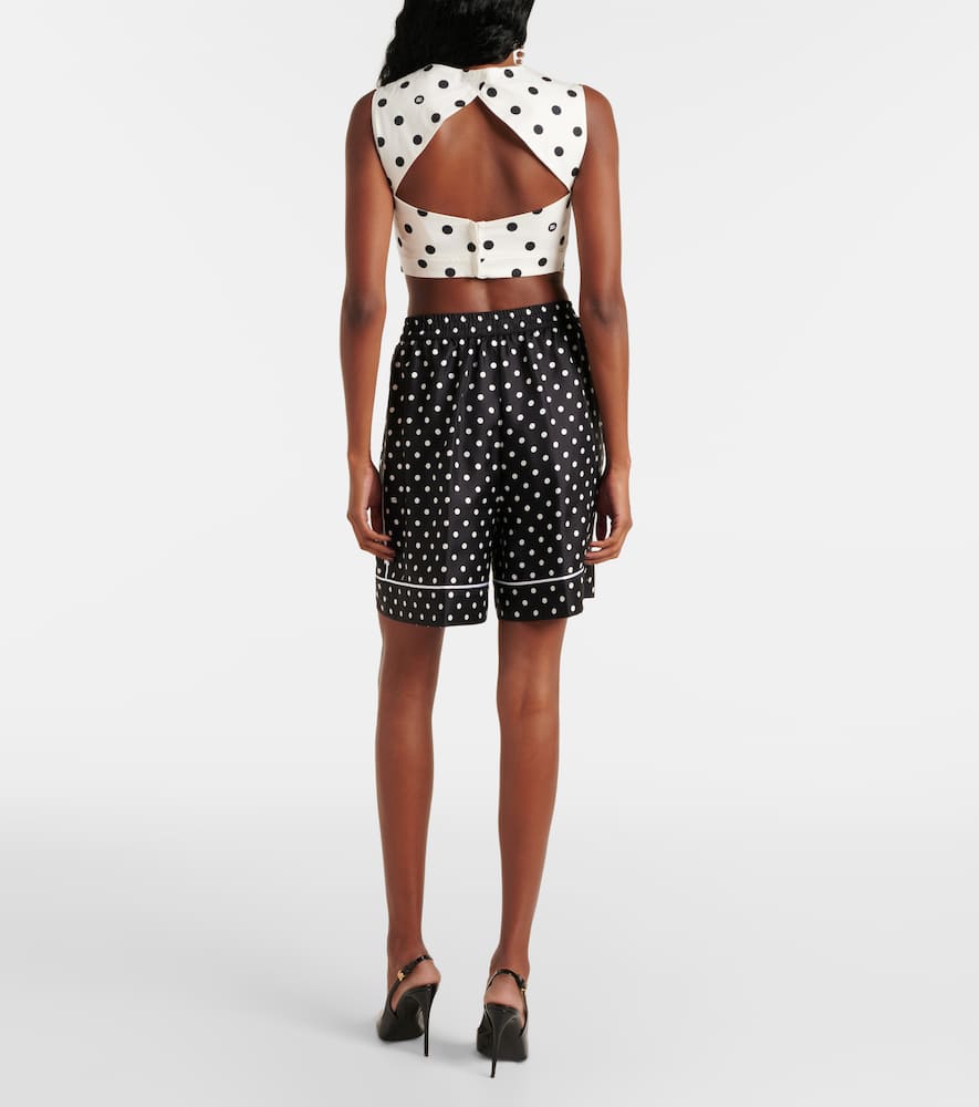 Polka-dot silk twill shorts