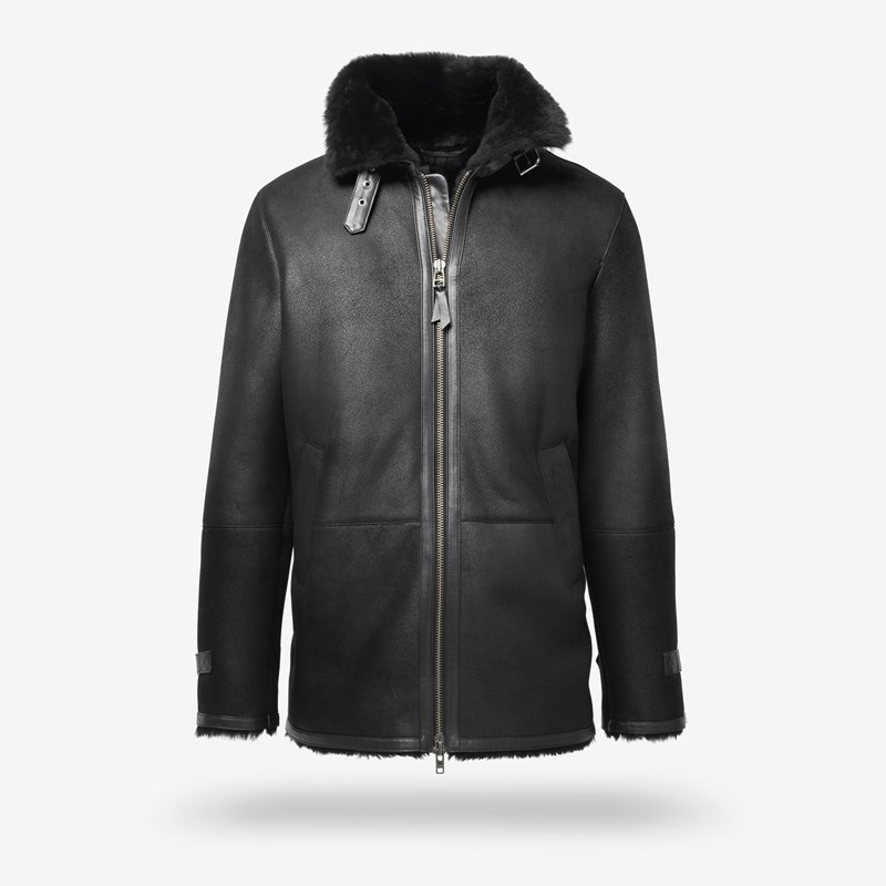 Shearling Bomber Jacket in Black