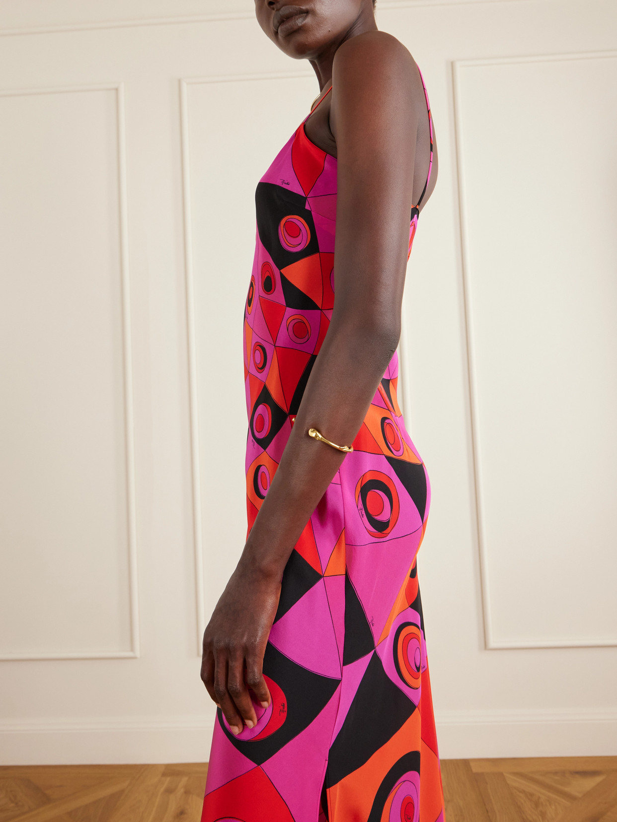 Printed Silk Crepe De Chine Maxi Dress - Pink