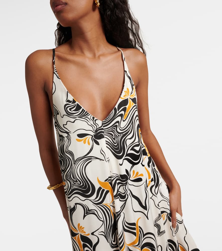 Printed satin maxi dress