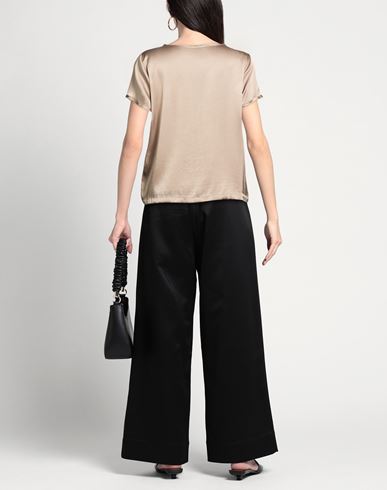 Woman Top Khaki Size L Silk, Elastane