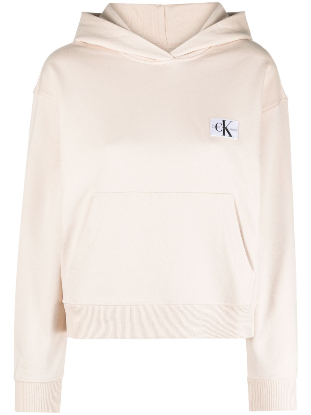 Logo-patch jersey hoodie - Neutrals
