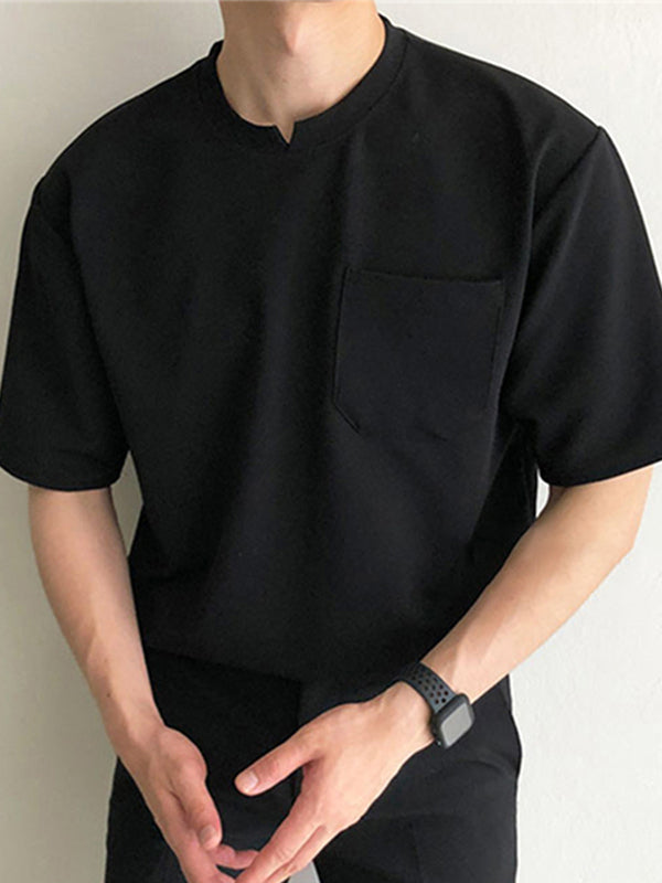 Mens Solid Short Sleeve Pocket Casual T-shirt SKUJ94416 - Black / S