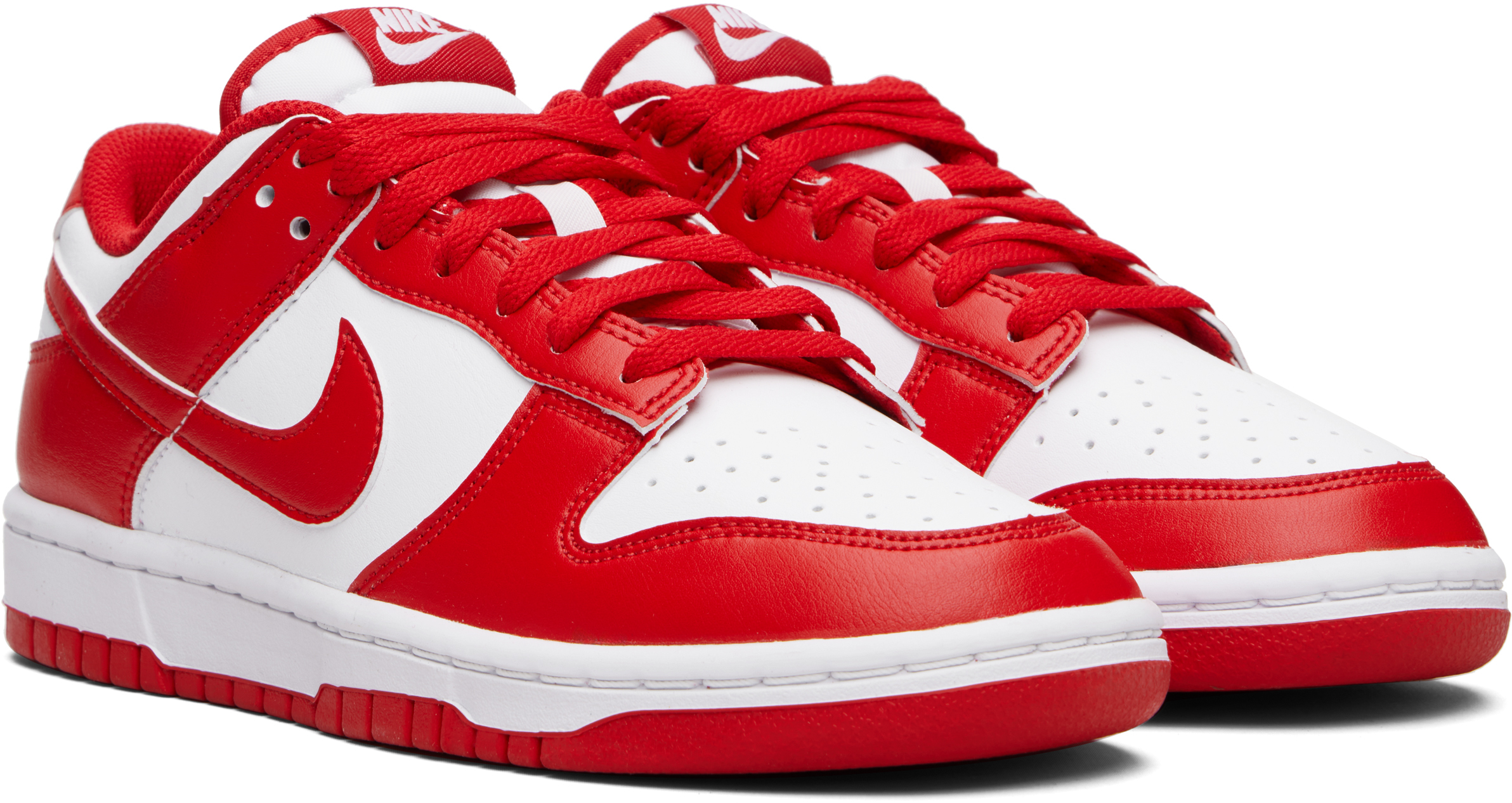 White & Red Dunk Low Retro Sneakers