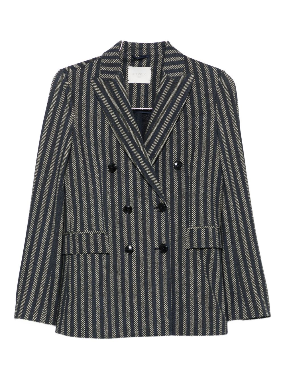 Herringbone Striped Cotton Blazer — Grey