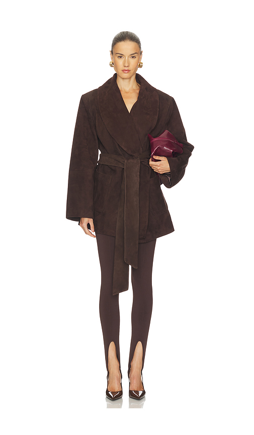 SEROYA Chandra Suede Jacket in Tobacco - Brown. XS also in M