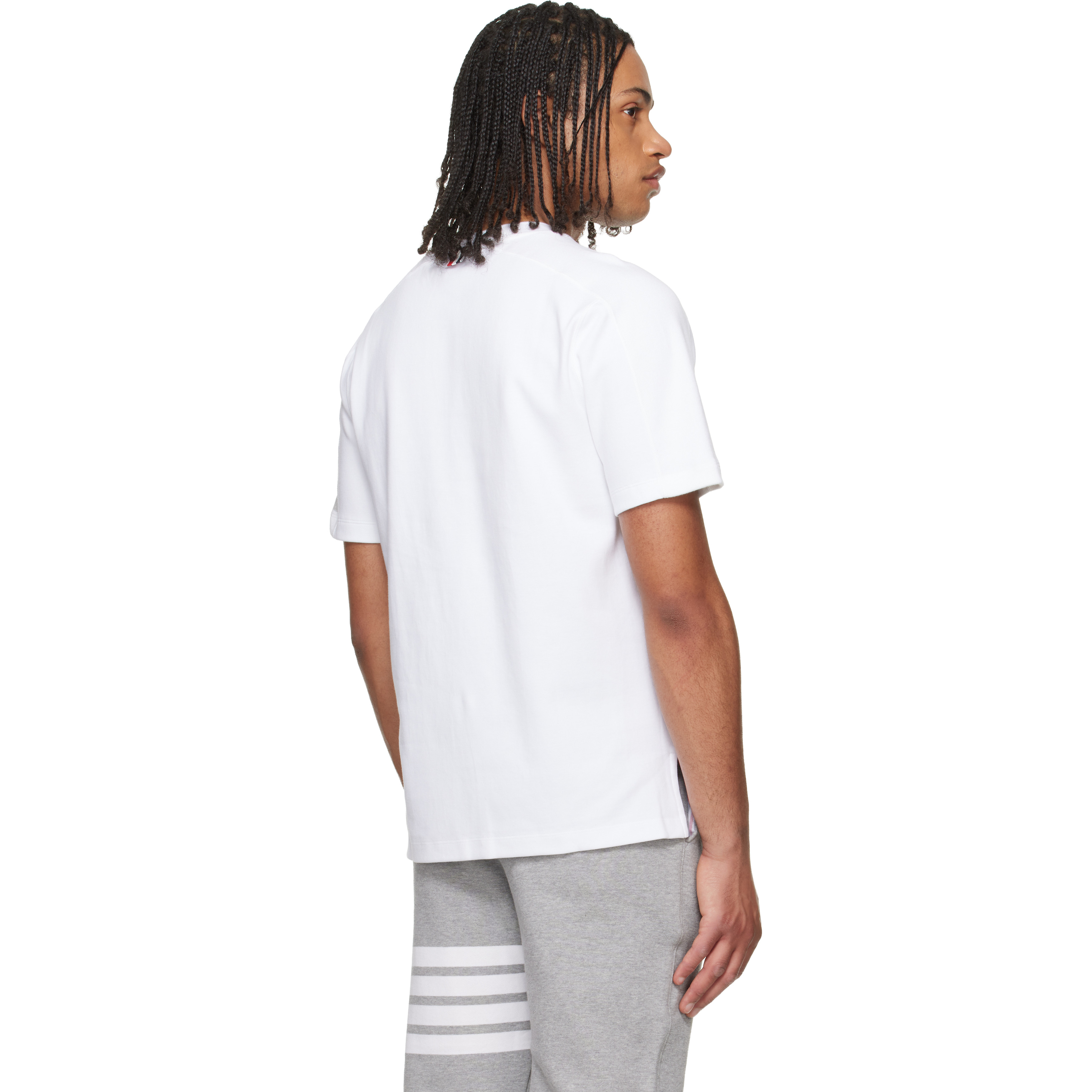 White Milano Cotton 4-Bar T-shirt