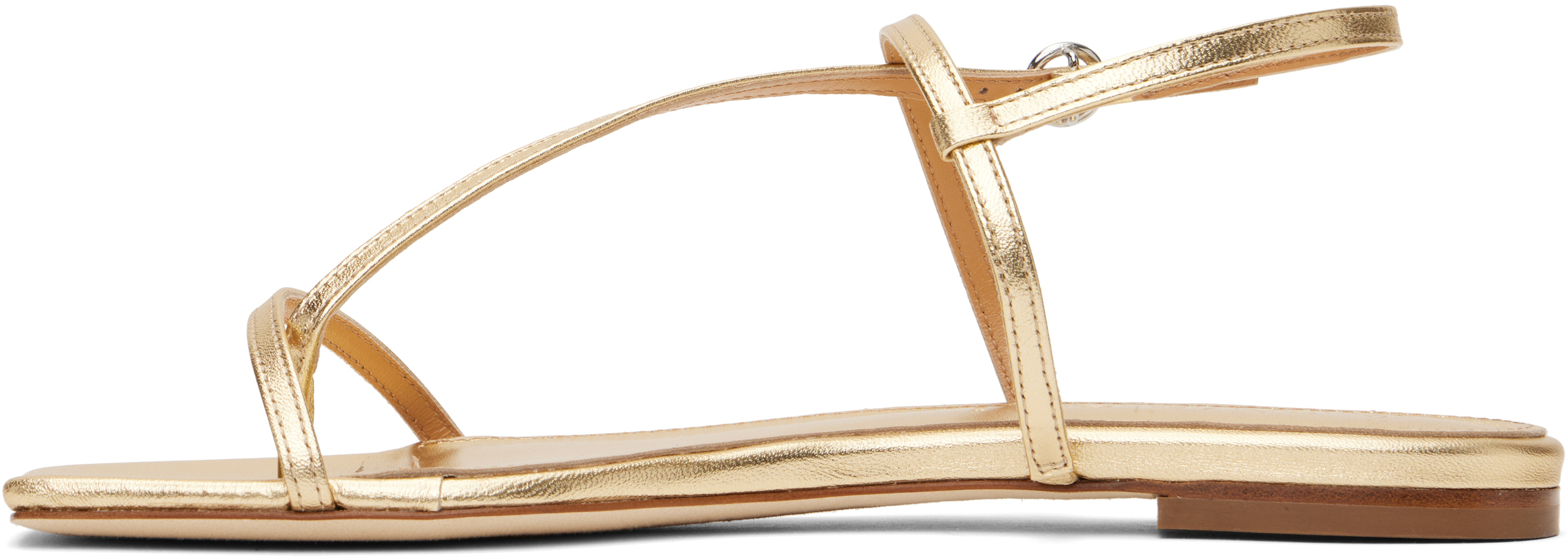 Aeyde Gold Ella Leather Toe-Post Sandals