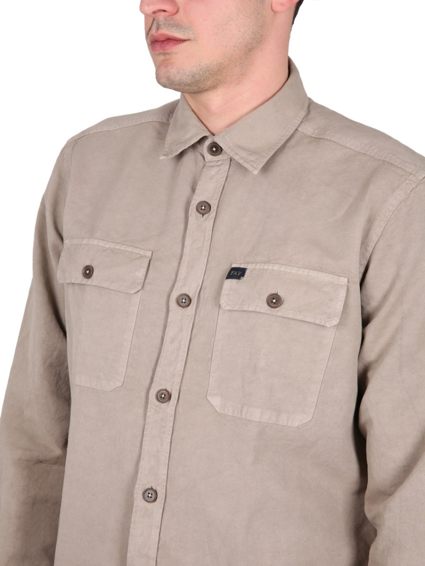 Garment-dyed Over Shirt In Canvas