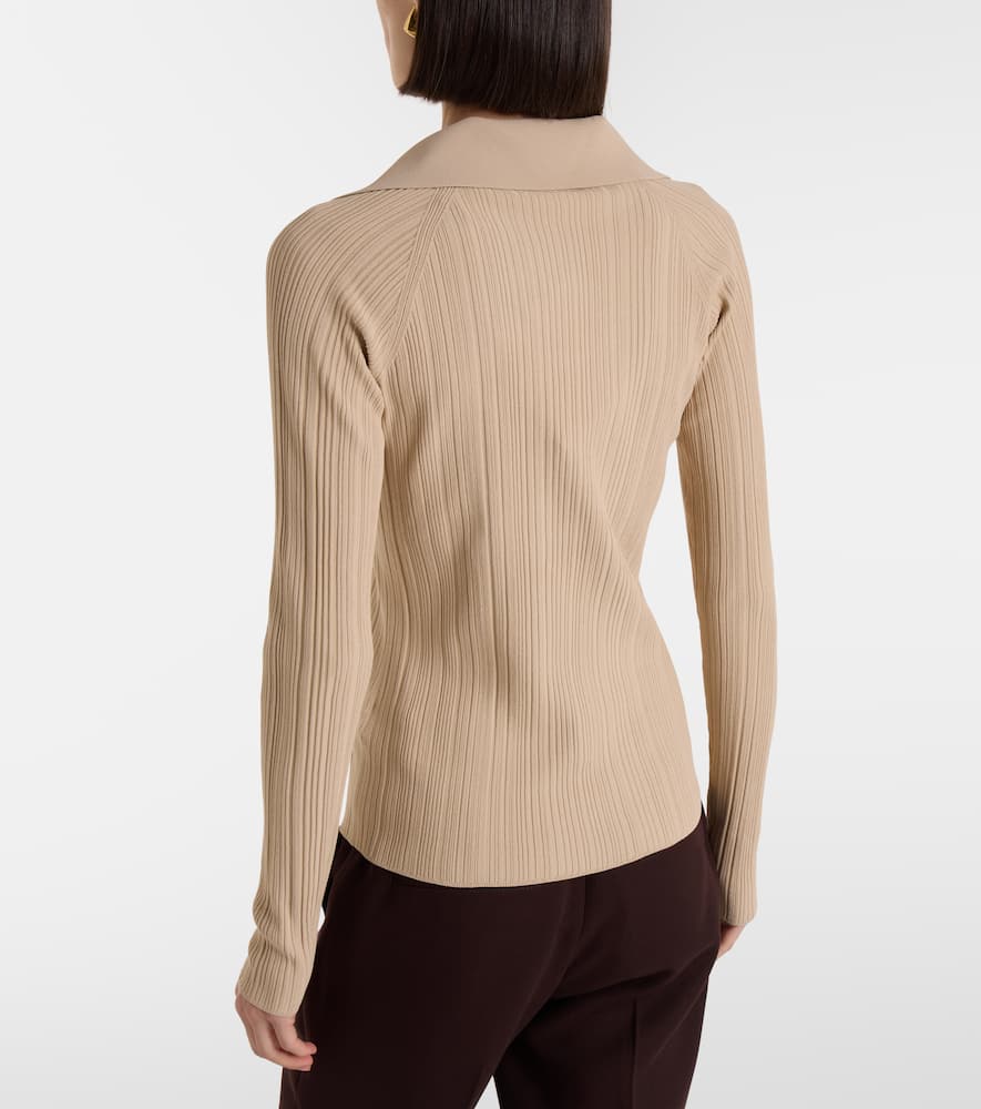 Chelia ribbed-knit polo sweater