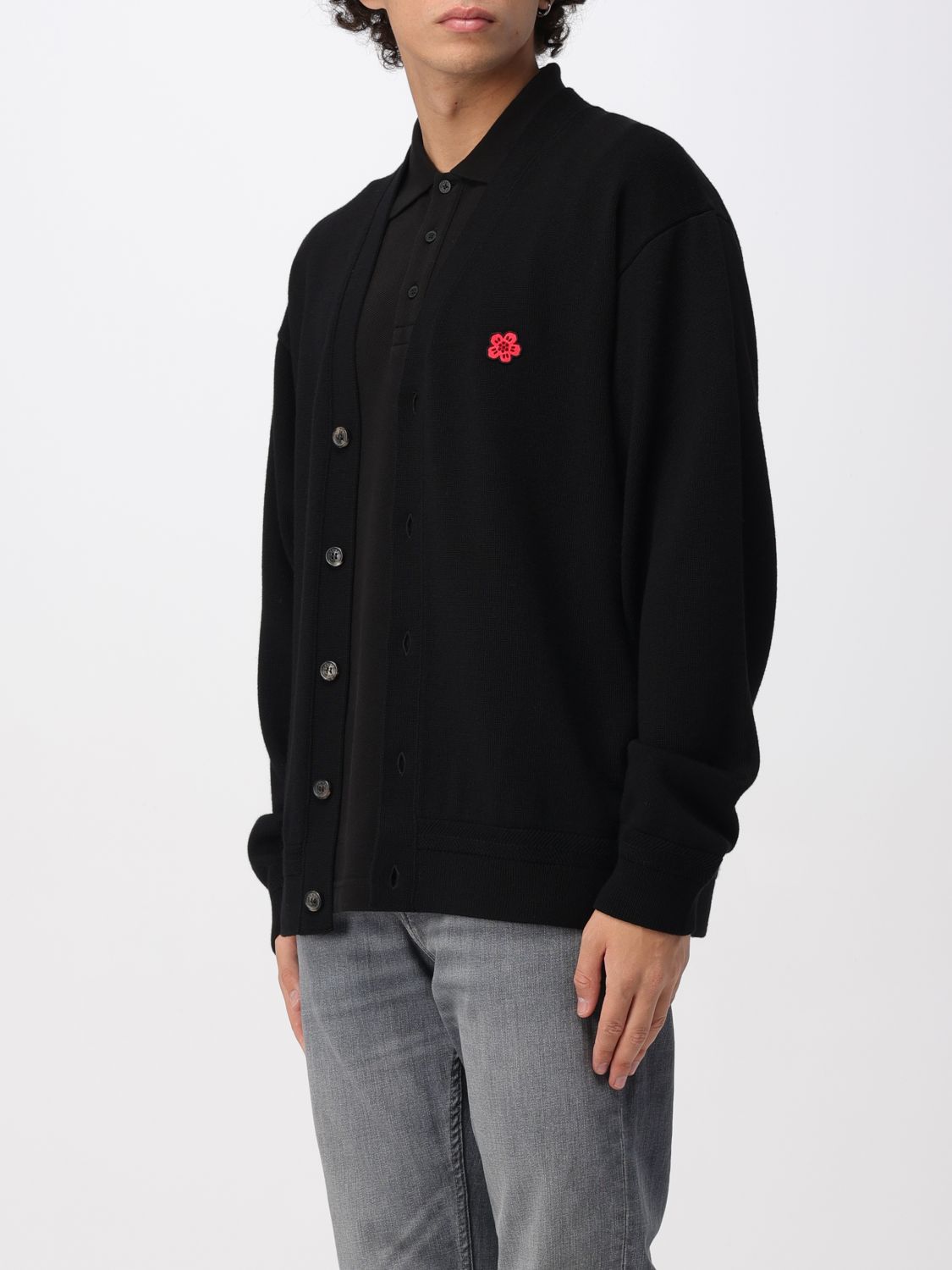 Embroidered-motif cardigan - Black