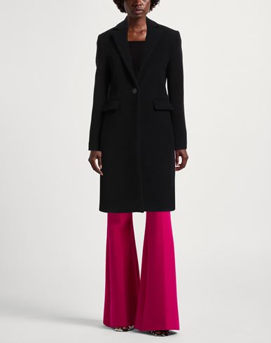 Woman Coat Black Size 2 Wool, Nylon