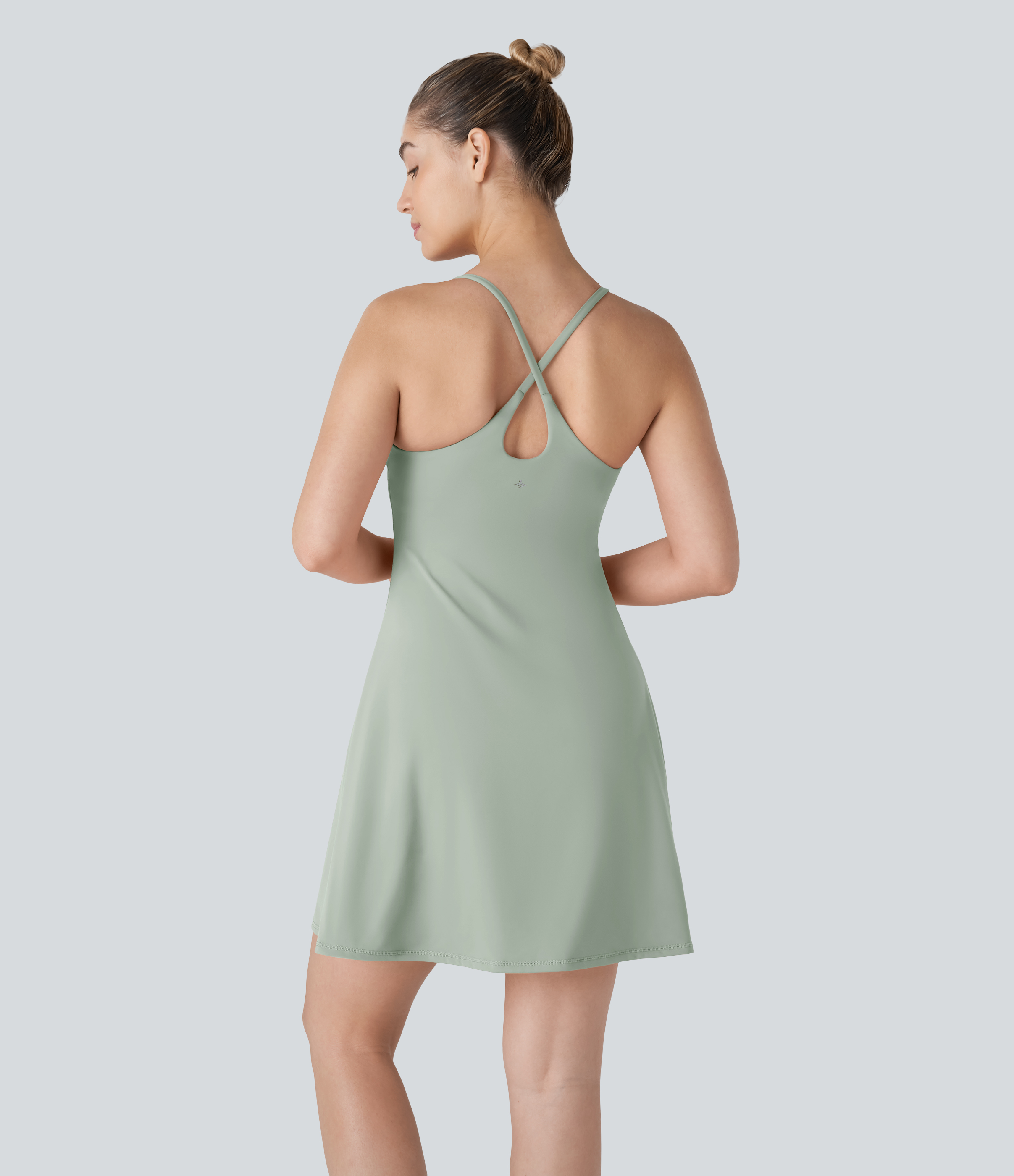 SoftlyZero™ Plush Backless Active Dress-Longer Length-Easy Peezy Edition Workout Dress - Sea Foam
