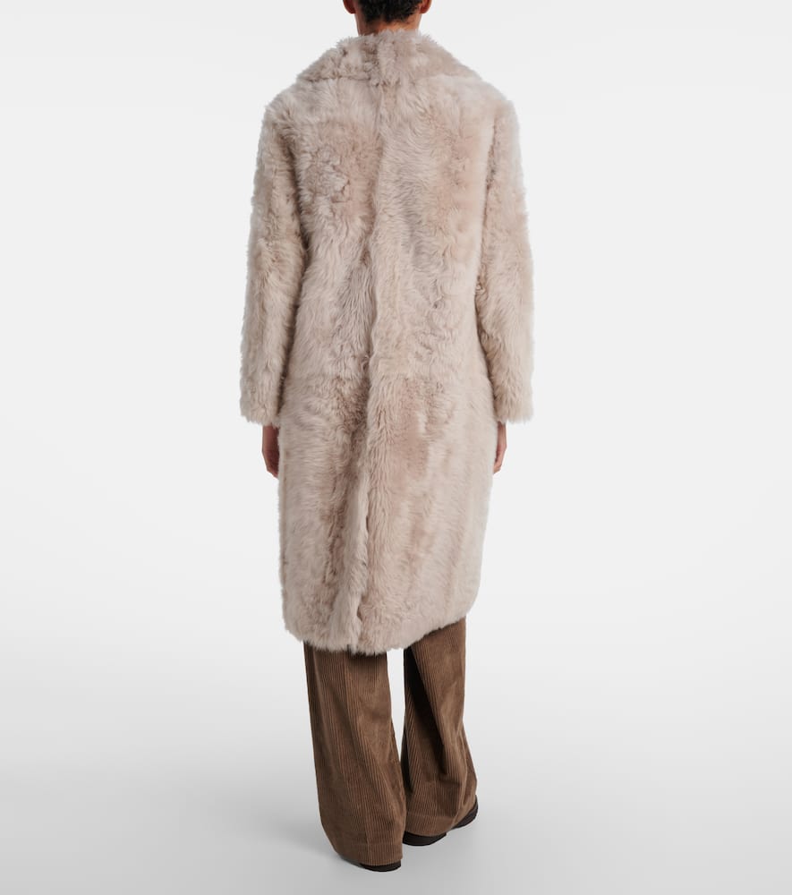 Double-breasted shearling coat