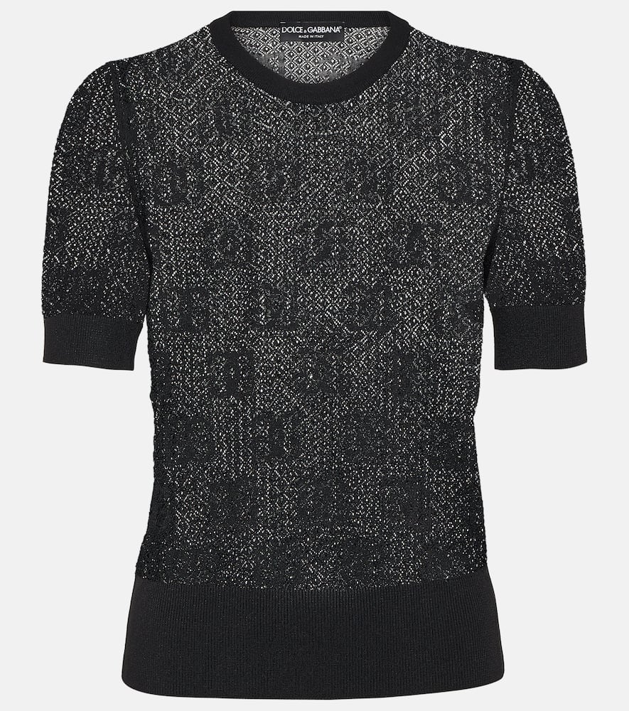 Logo lace-stitched jacquard sweater