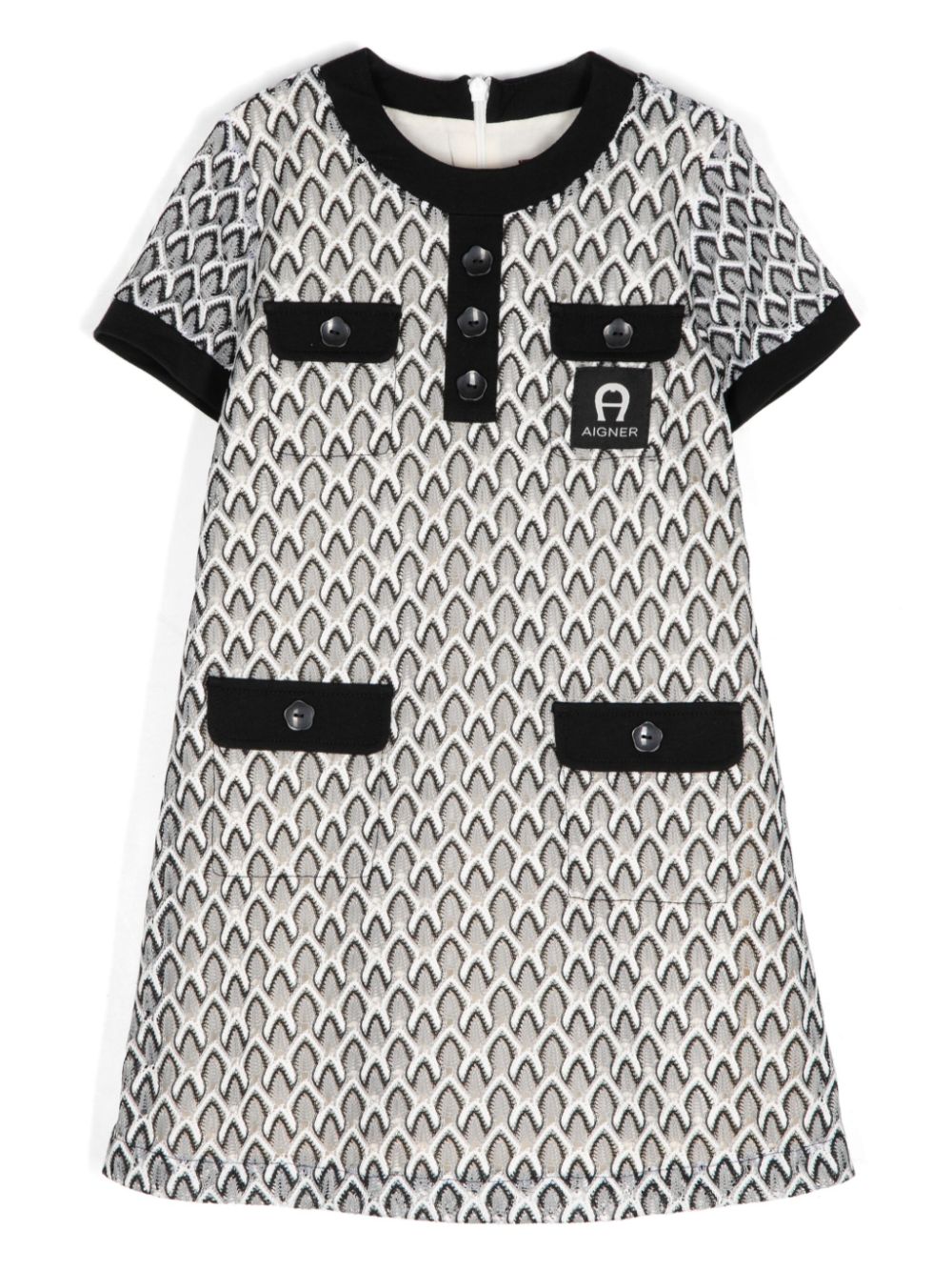 Logo-print woven dress - Black