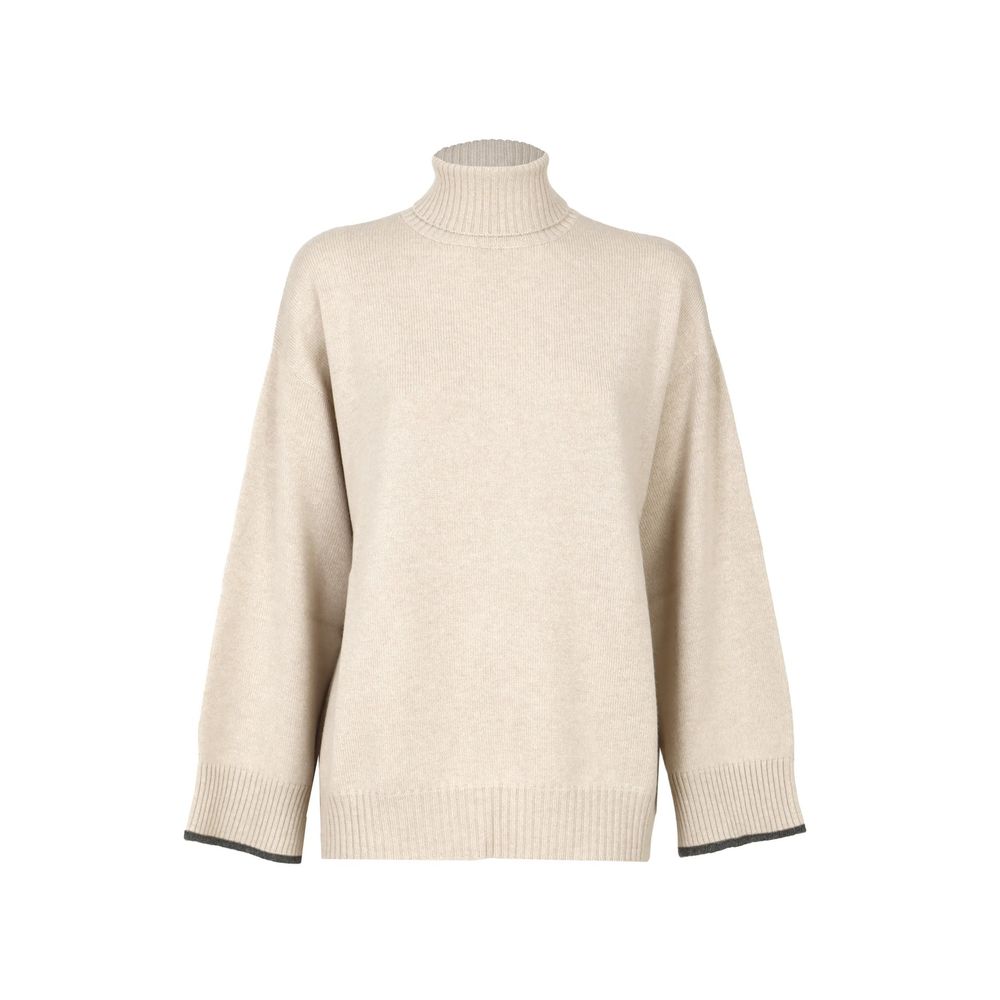 Cashmere Turtleneck Sweater — Beige