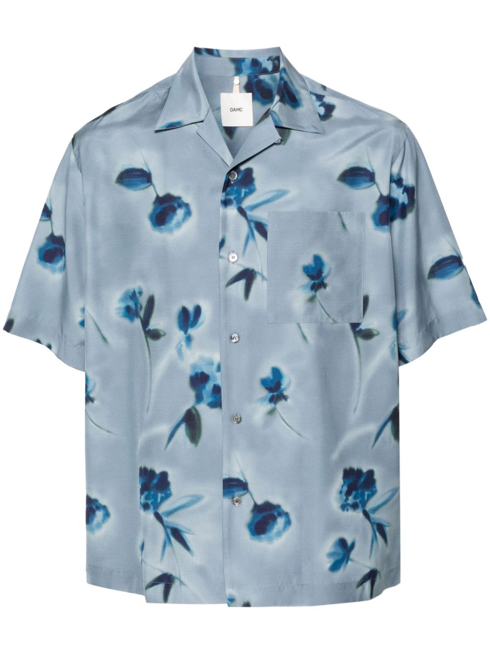 Floral-print cotton shirt - Blue