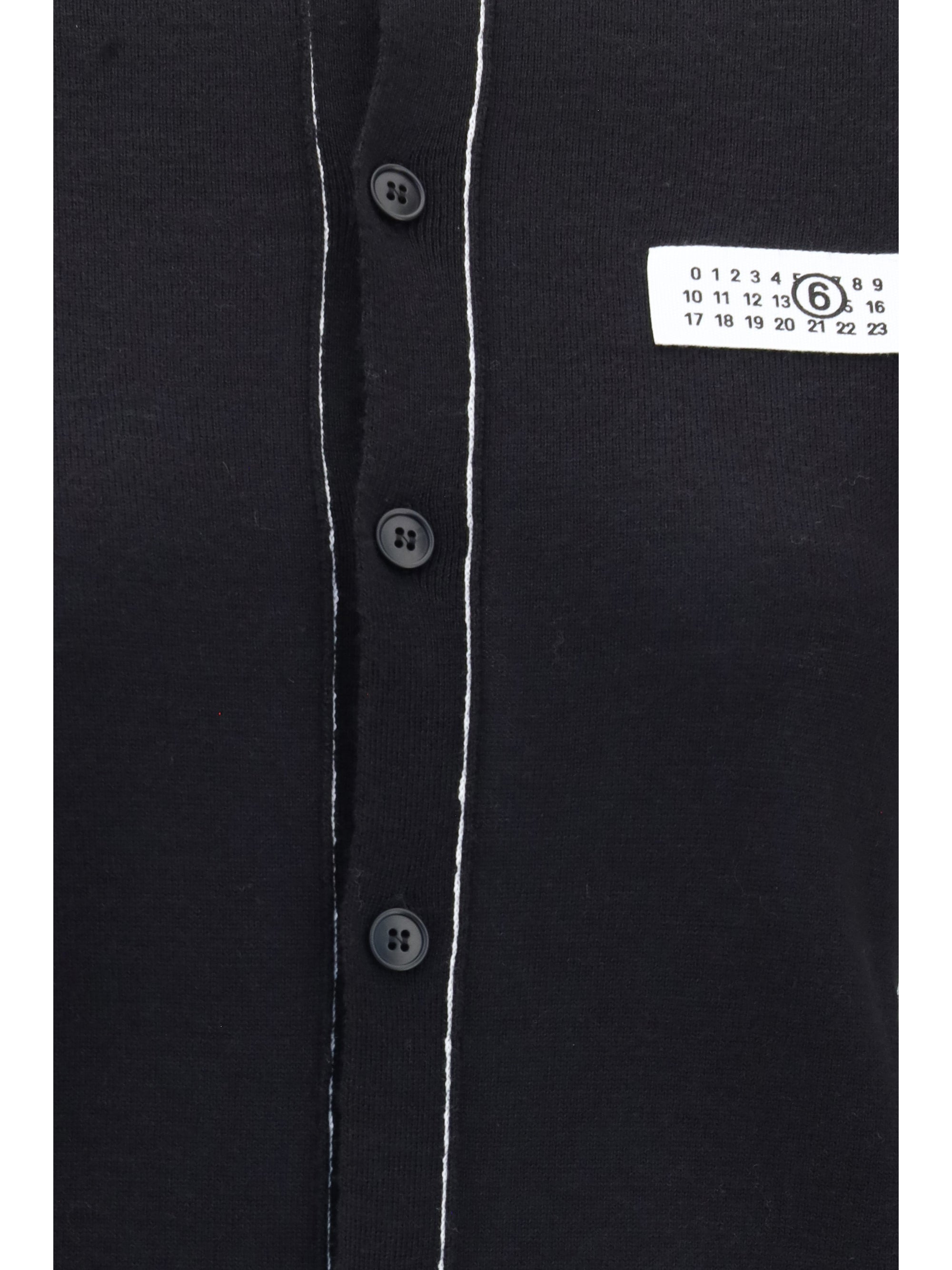 Button-Front Wool-Blend Cardigan — Black