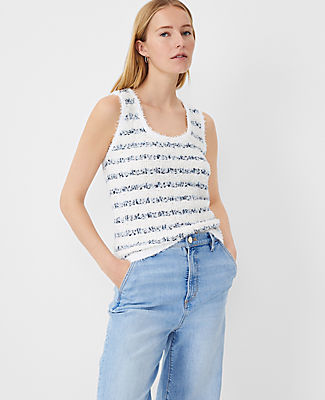 Ann Taylor Petite Textured Scoop Neck Tank Top