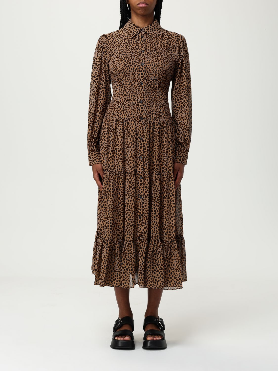 Cheetah-print midi dress - Brown