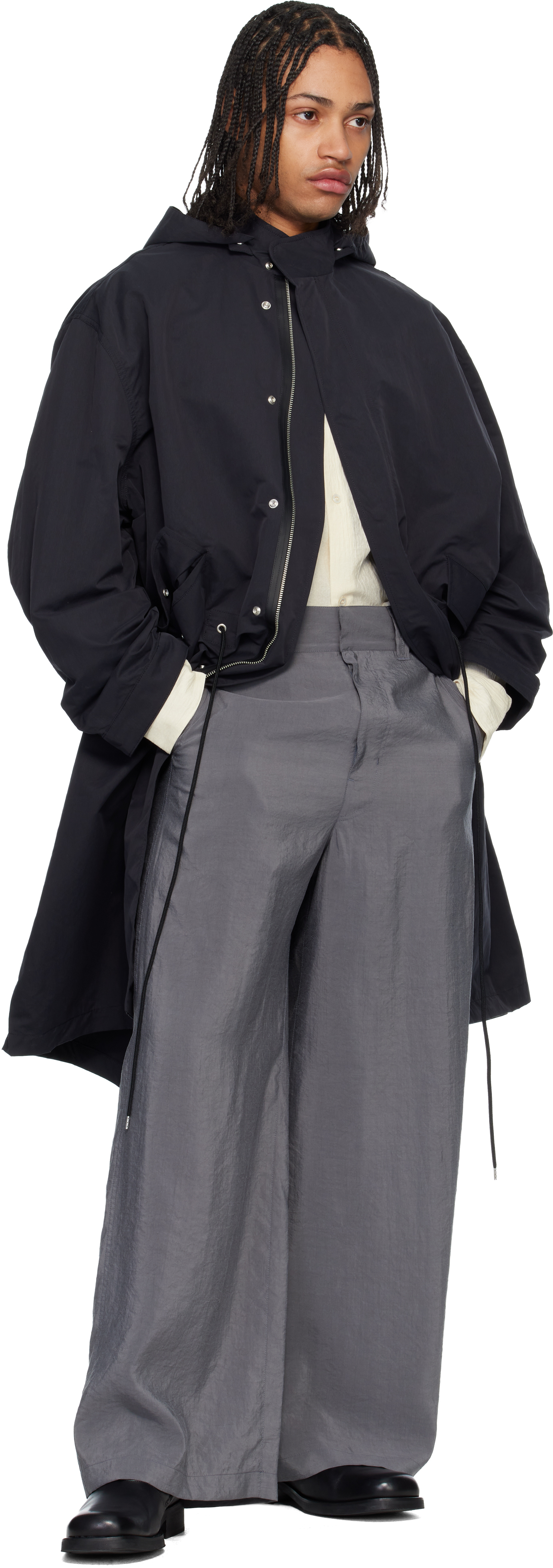 Navy Lotus Coat