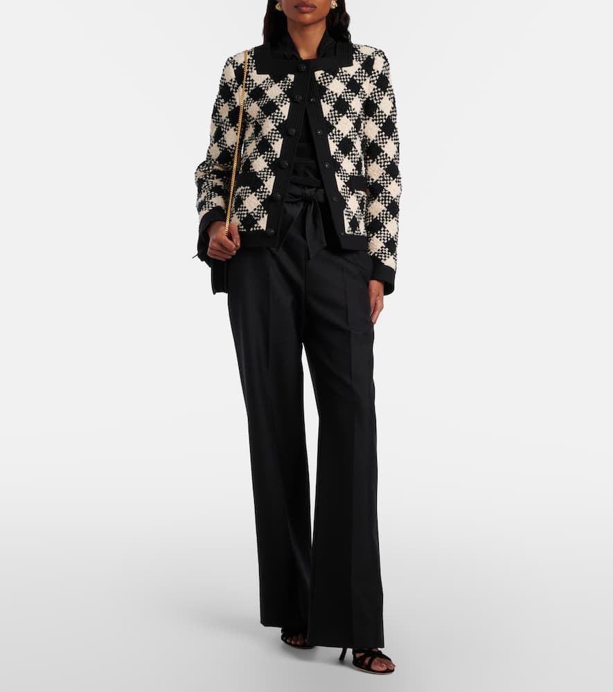 Bow-detail wool and mohair straight pants