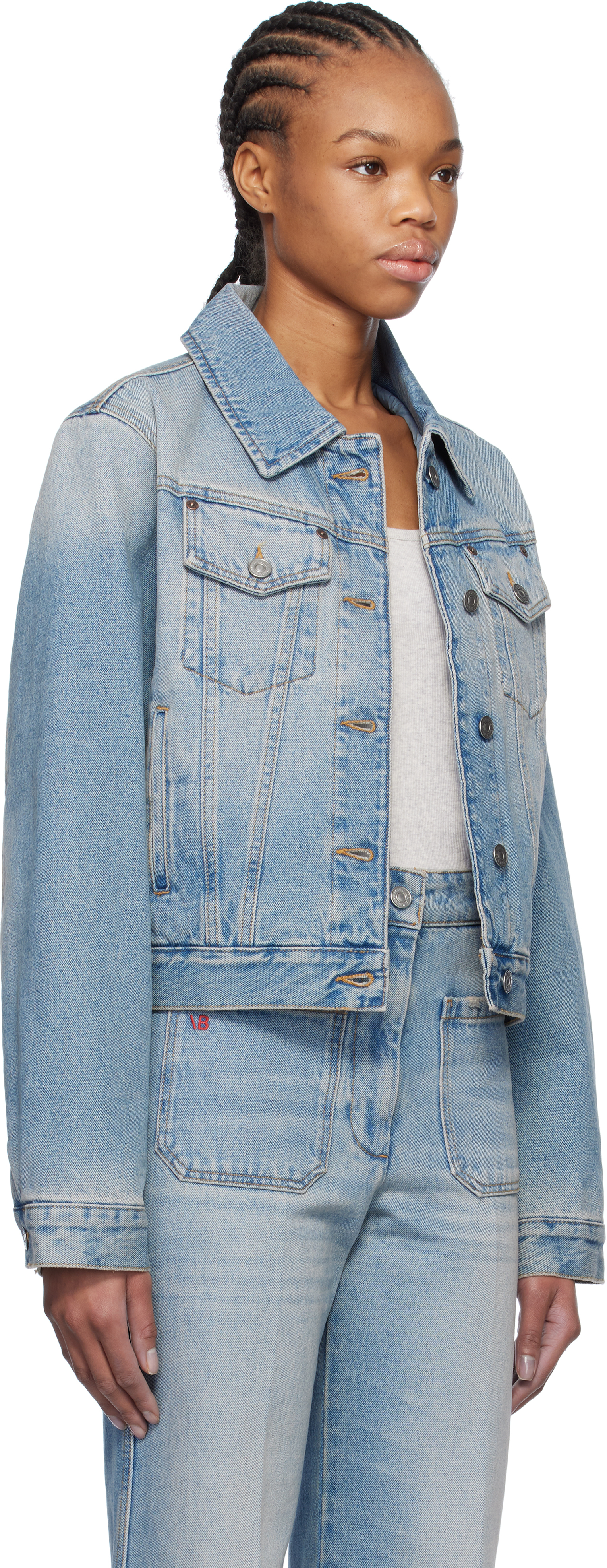 Victoria Beckham Blue Padded Denim Jacket