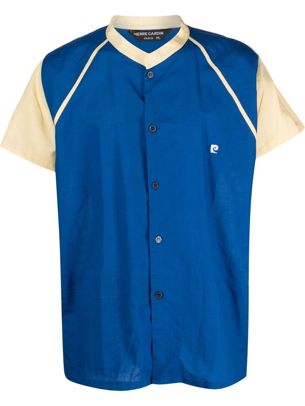 1980s piping detailing short-sleeved shirt - Blue