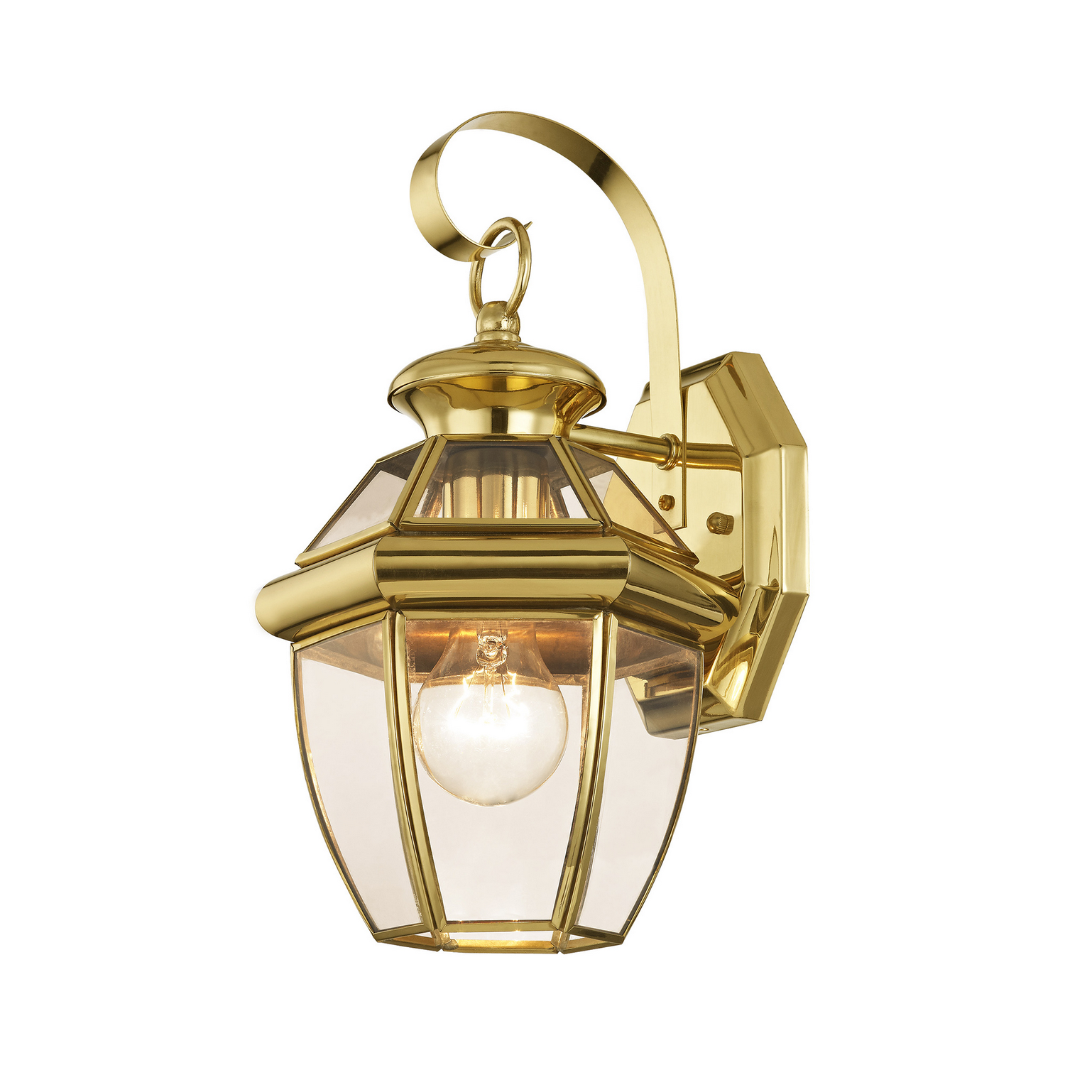 Polished Brass One Light Outdoor Wall Lantern from the Monterey Collection