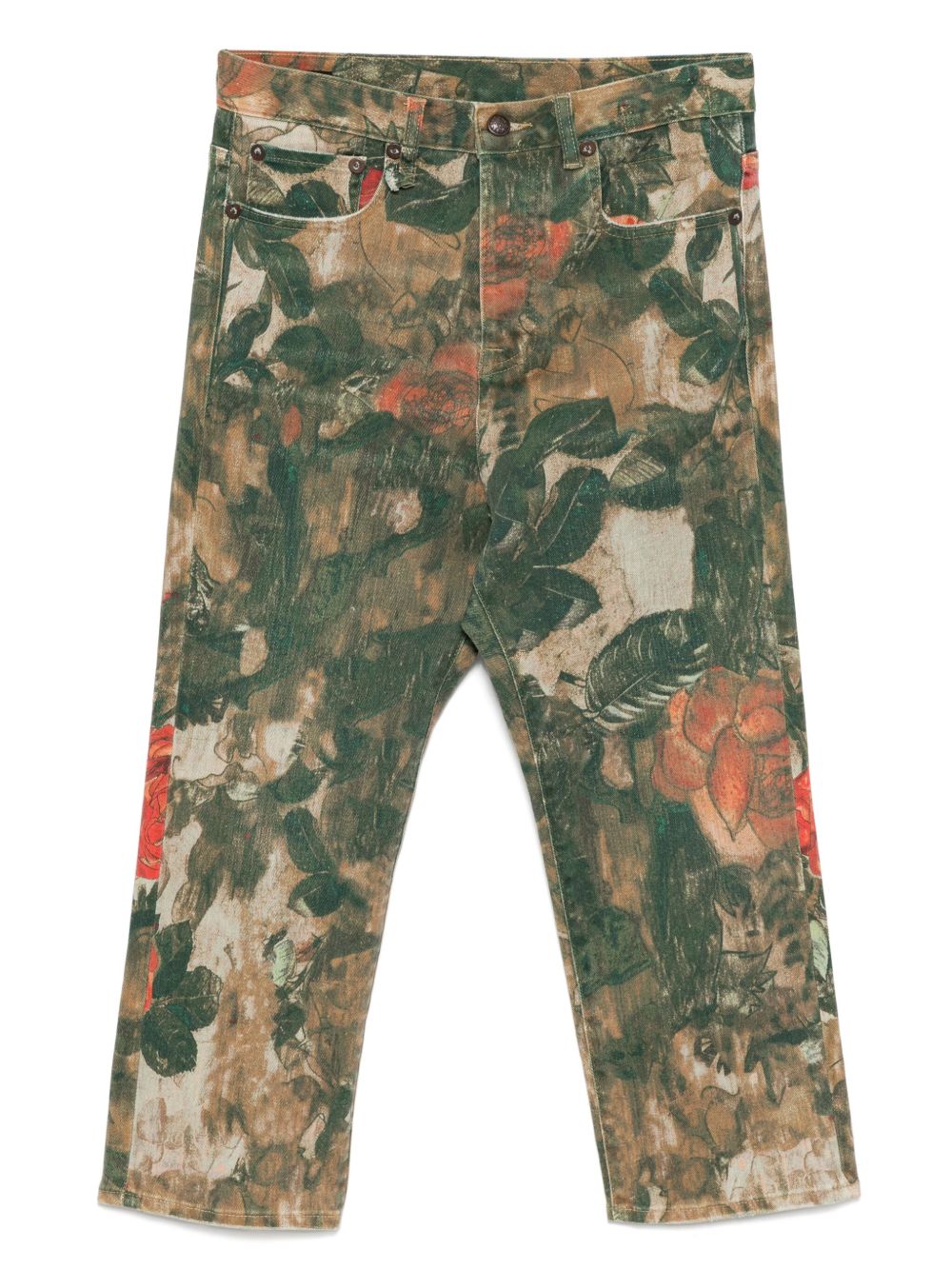 Floral-print jeans - Green