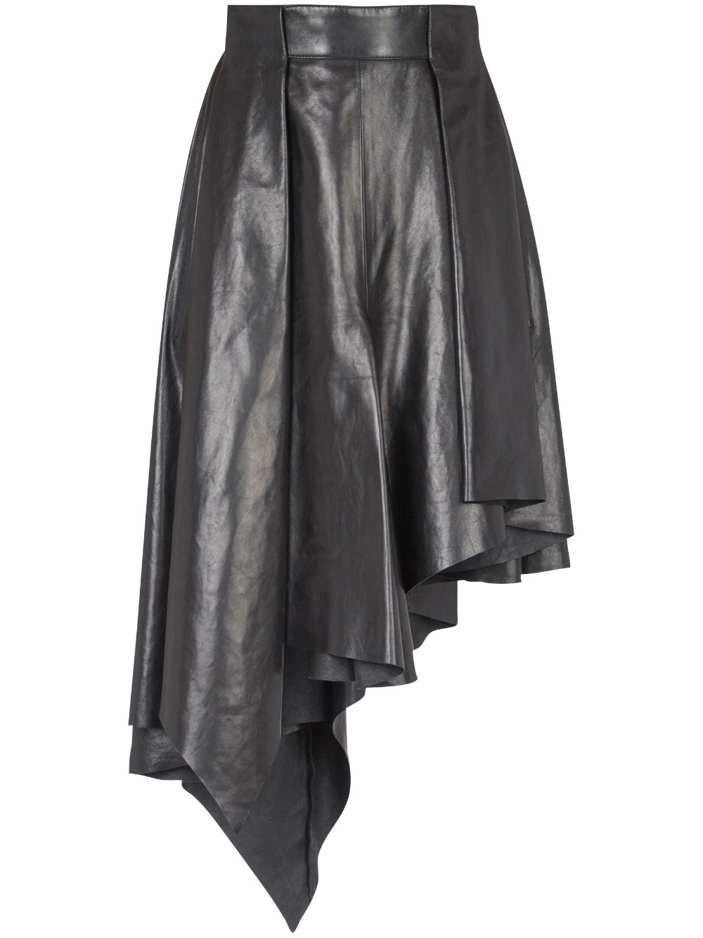 Asymmetric leather skirt - Black