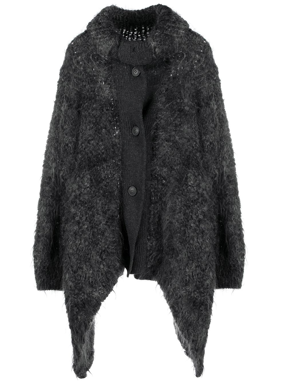 1980s asymmetric knit coat - Grey