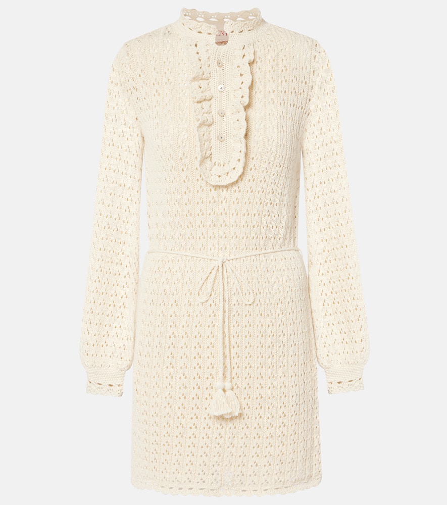 Valentino Open-knit cotton minidress