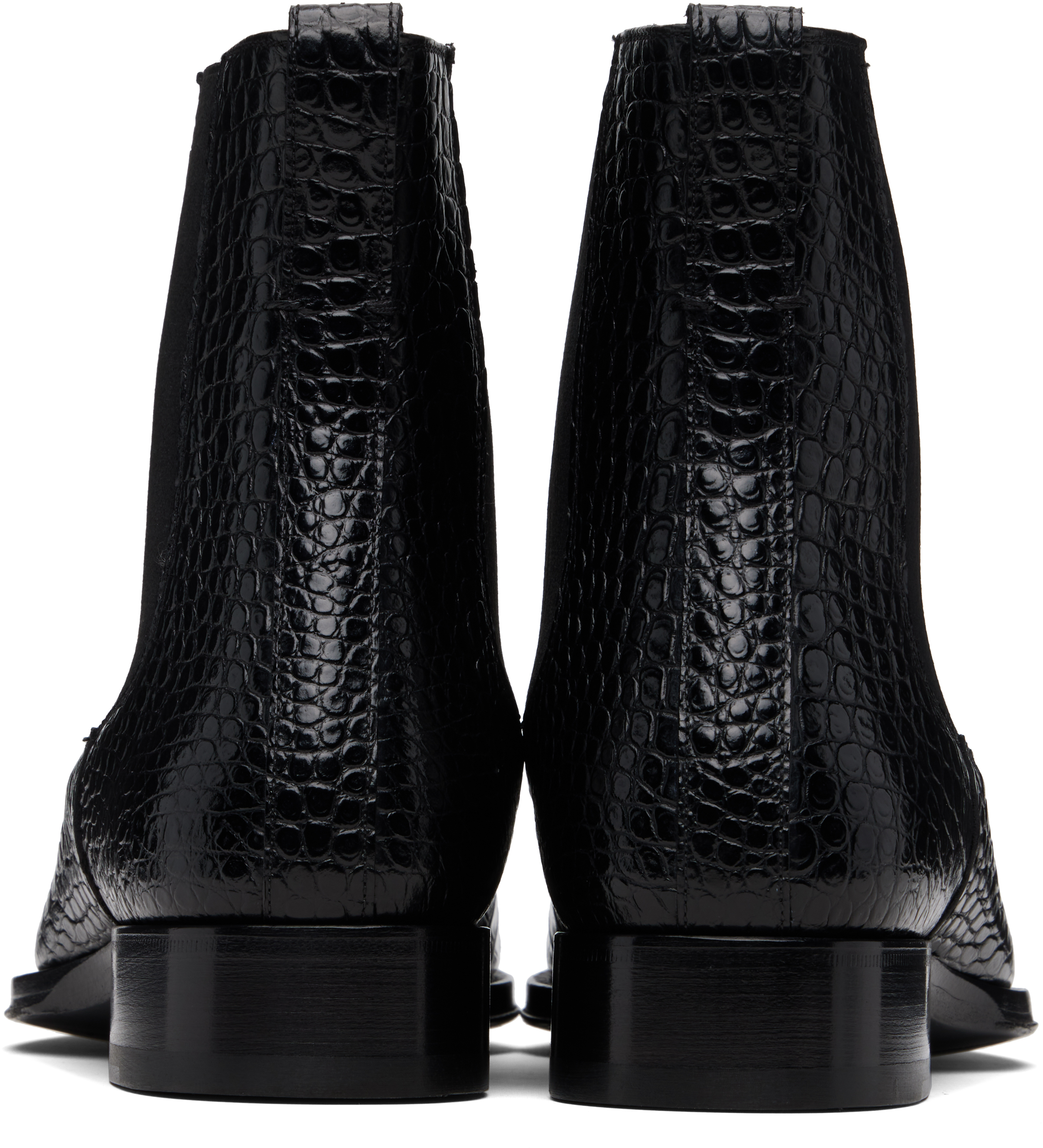 Black Shiny Printed Croc Elkan Chelsea Boots