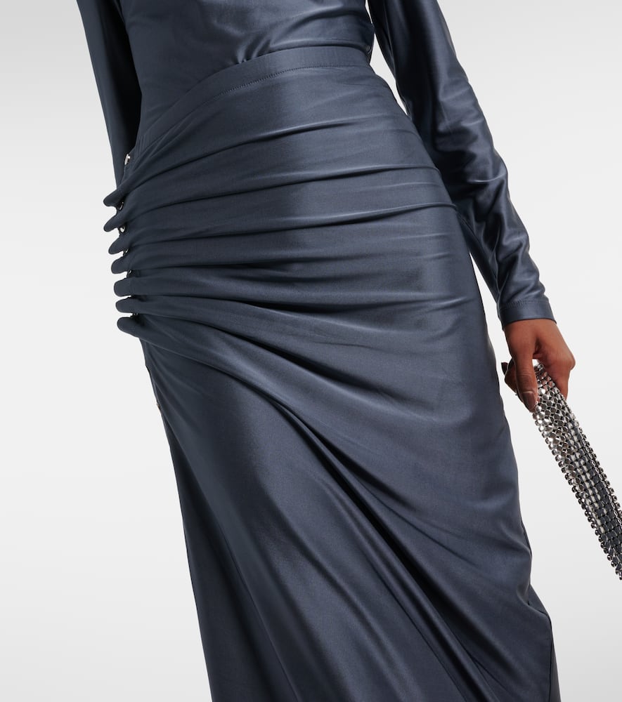 Gathered jersey midi skirt