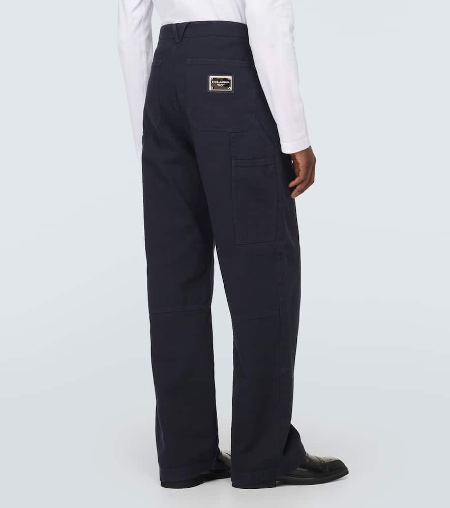 Mid-rise straight cotton pants
