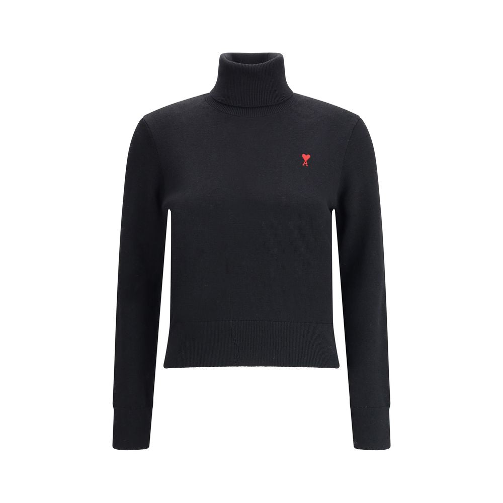 Merino Wool Turtleneck Sweater — Black