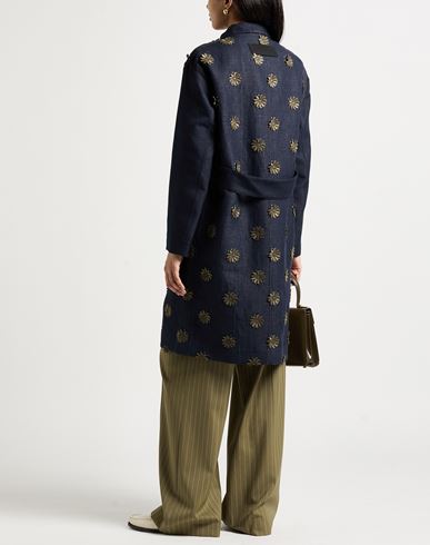 Woman Overcoat & Trench Coat Blue Size 6 Cotton, Linen