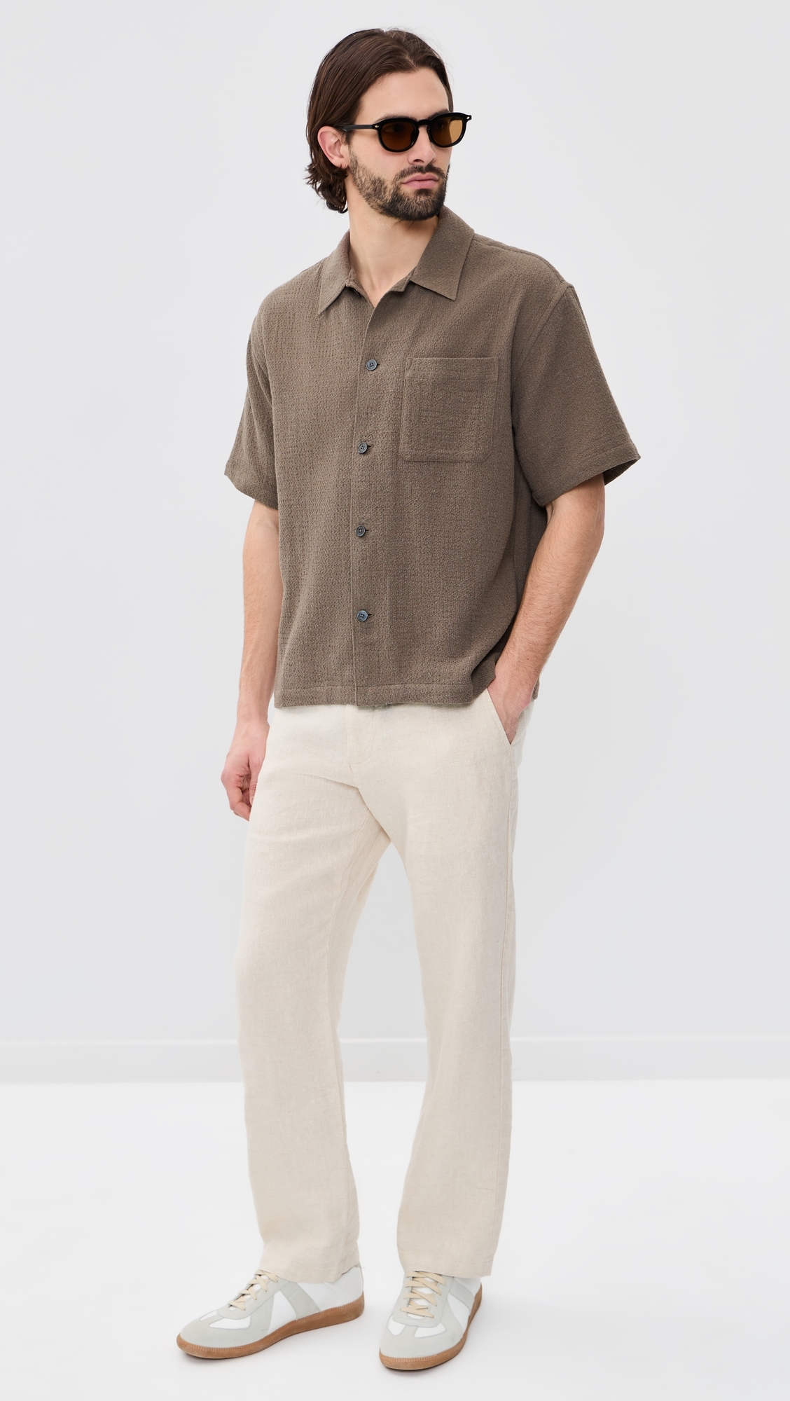 Open Weave Shirt Warm Grey