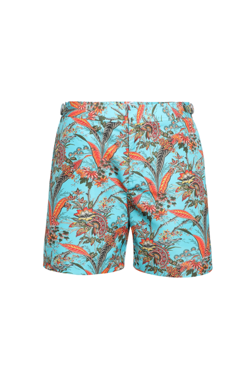 Lotus-Print Bermudas — Blue
