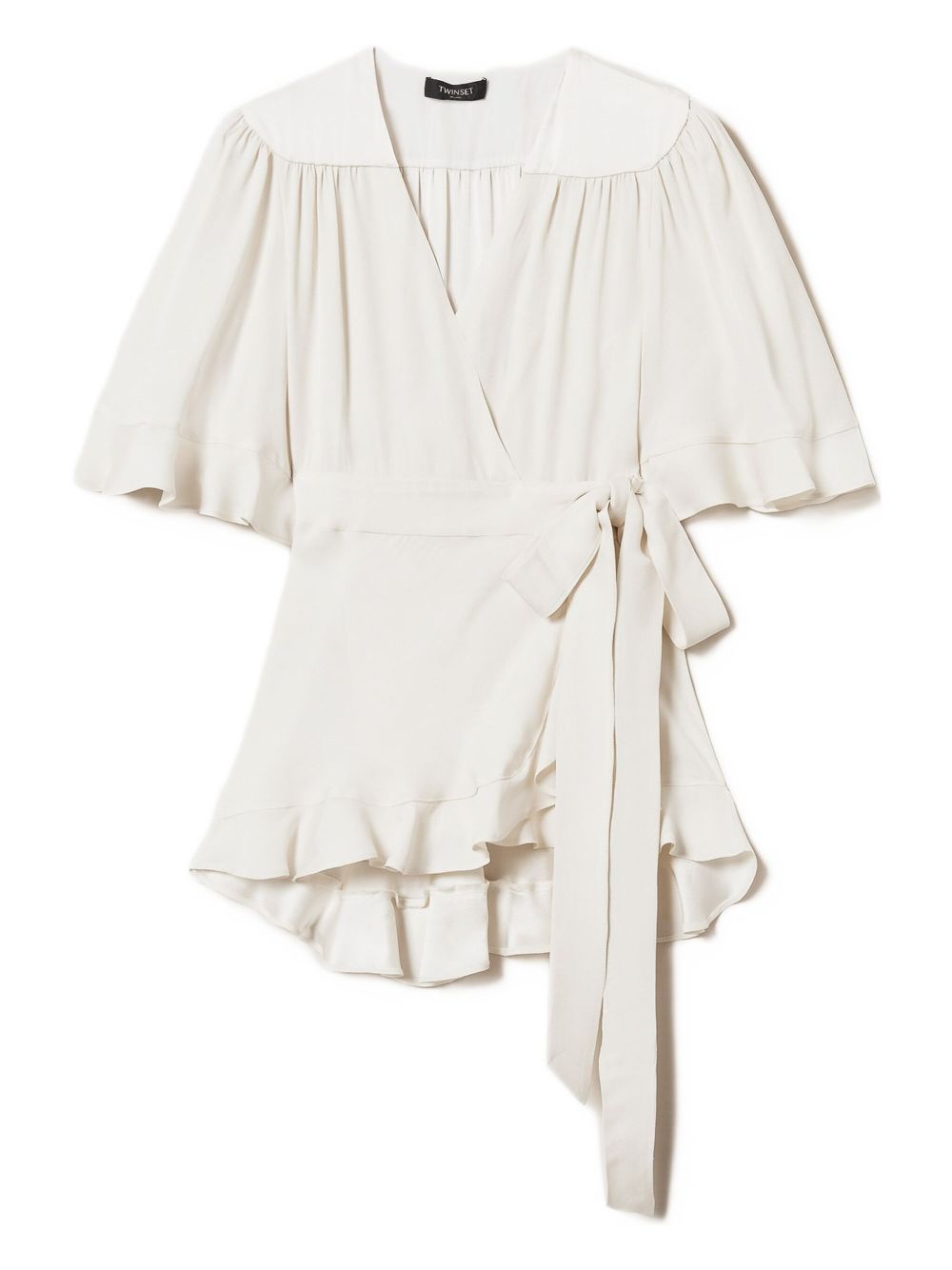 Ruffled wrap blouse - White