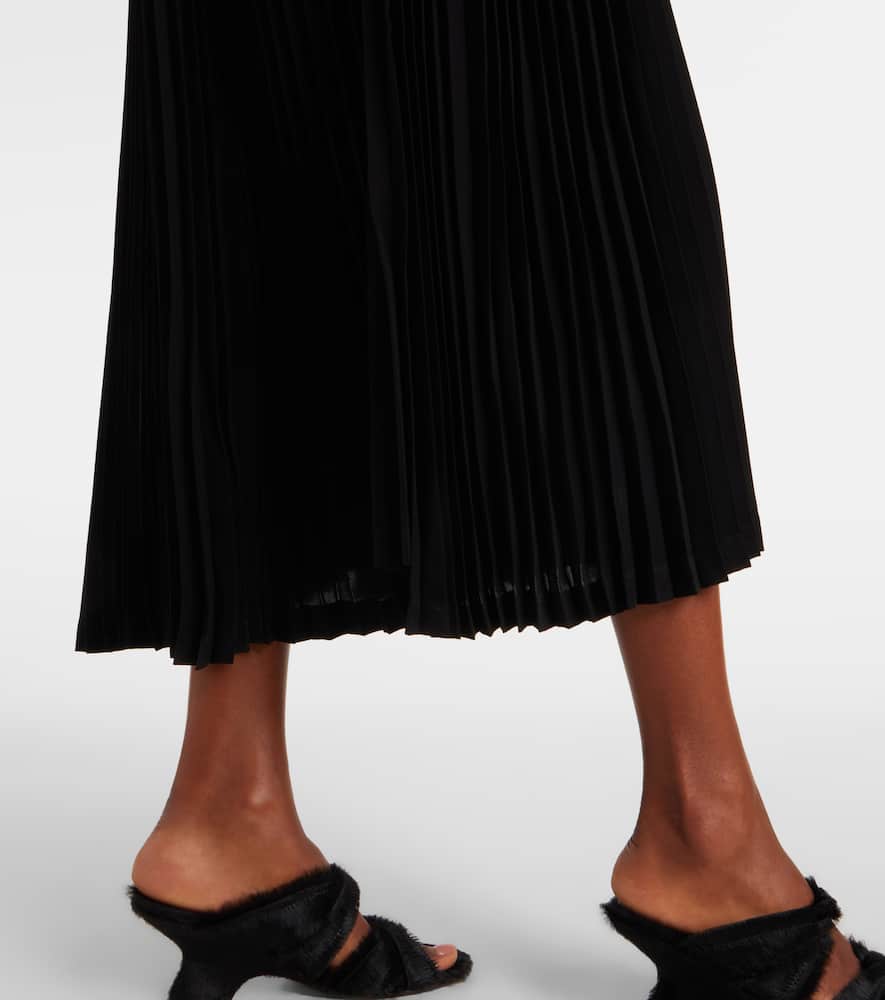 Faux leather and jersey maxi dress