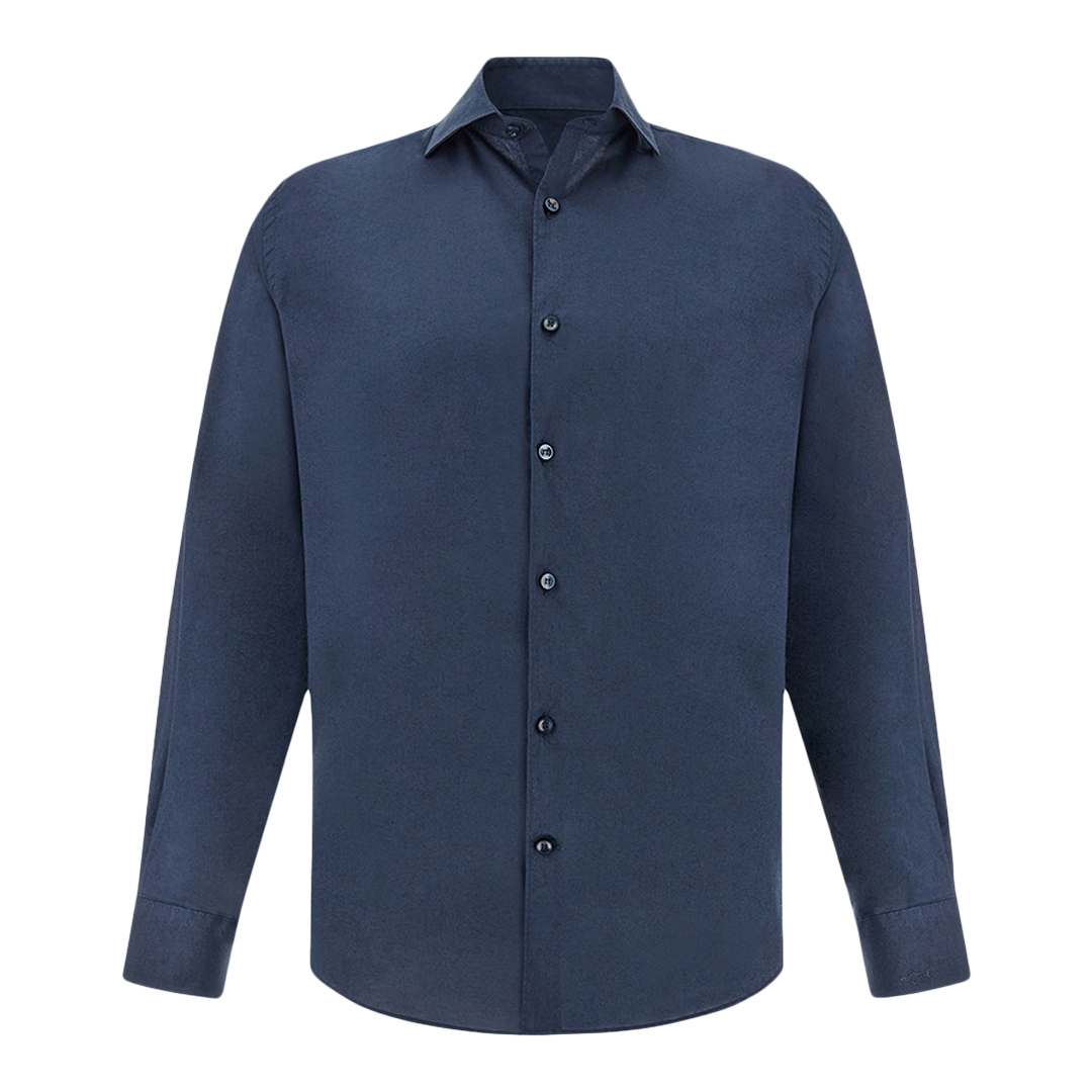 Garment‑dyed cotton voile shirt, Man, Blue