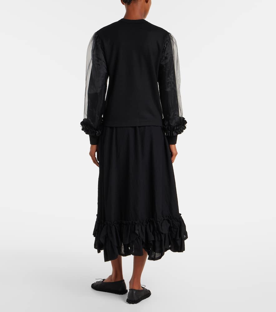 Tulle-trimmed wool sweater